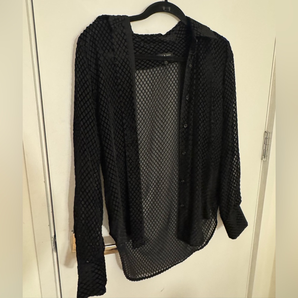 Rag & Bone Black Sheer Button Down